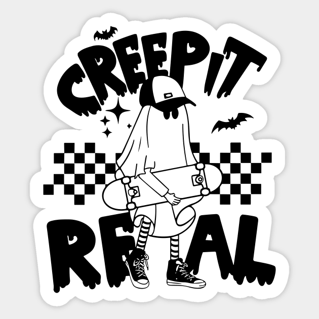 Creep It Real Ghost Skateboard Sticker by Darksavage